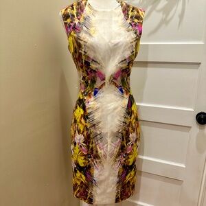 Monique Lhuillier Sleeveless Silk Midi Dress Size 4/6